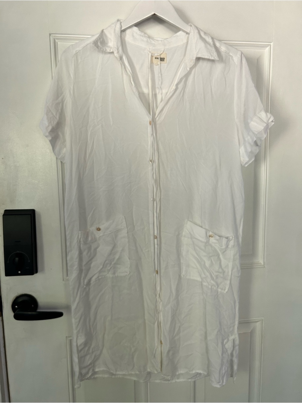 Wilfred White Button-Front Short Sleeve Coverup